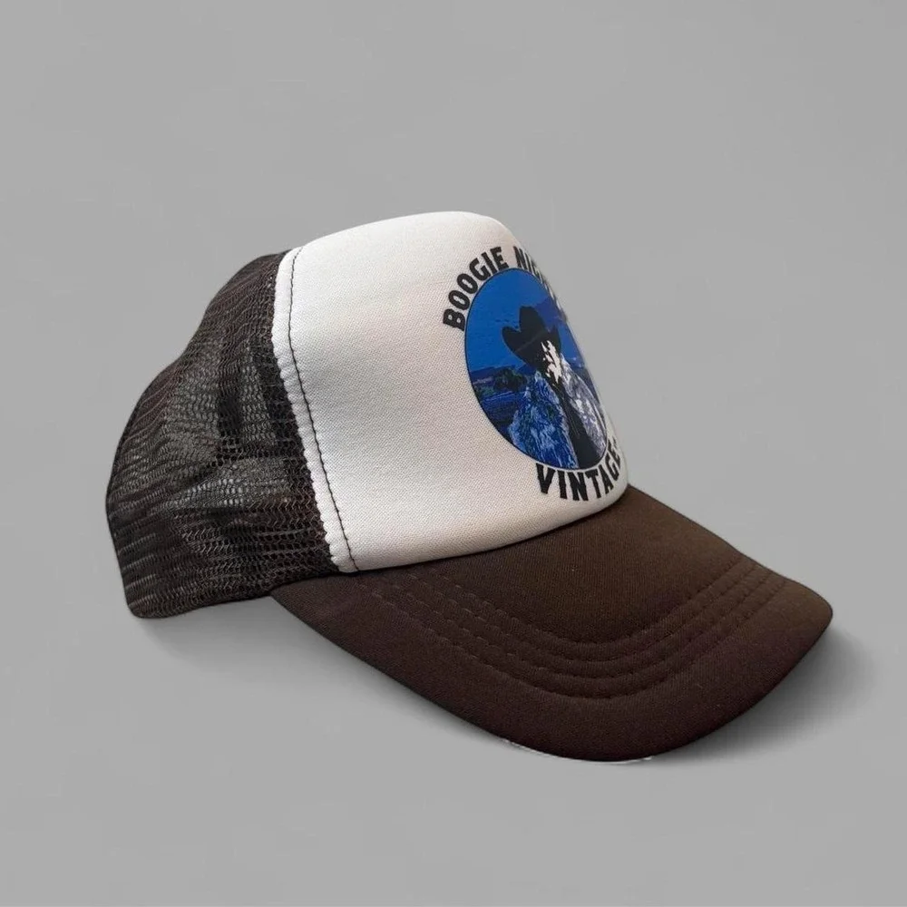 Boogie Nights Vintage Trucker Hat Brown Mesh Snapback Graphic Cap OSFM
